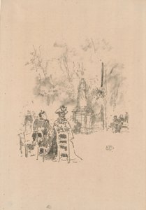彫像の下での会話、リュクサンブール公園 作： James Abbott McNeill Whistler