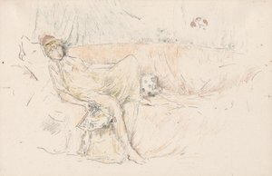 ドレープドフィギュア、リクライニング 作： James McNeill Whistler