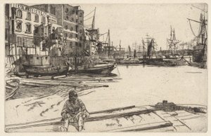 イーグル ワーフ (Tyzac, Whiteley & Co.)、テムズ川のセットから 作： James Abbott McNeill Whistler