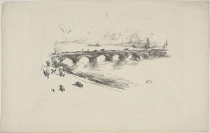 夕方、リトル・ウォータールー・ブリッジ 作： James Abbott McNeill Whistler