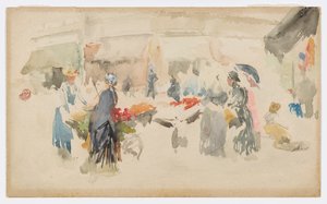 花市：ディエップ 作： James Abbott McNeill Whistler