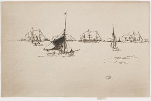 女王陛下の艦隊: 夕方 作： James Abbott McNeill Whistler