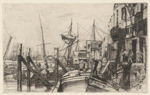 テムズ川のセットからのライムハウス 作： James Abbott McNeill Whistler