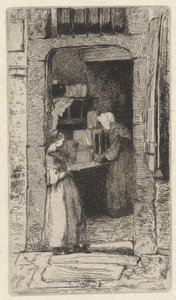 マスタード ウーマン、自然からの 12 のエッチングの 1 つ 作： James Abbott McNeill Whistler