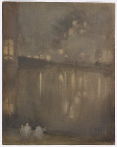 ノクターン: グレーとゴールド – カナル、オランダ 作： James Abbott McNeill Whistler