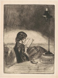 ランプライトによる読書 作： James Abbott McNeill Whistler