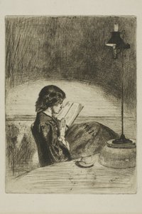ランプライトによる読書 作： James Abbott McNeill Whistler