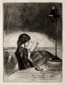 灯りによる読書 作： James McNeill Whistler