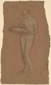 ボウルを保持している立っている女性ヌード [直腸] 作： James Abbott McNeill Whistler