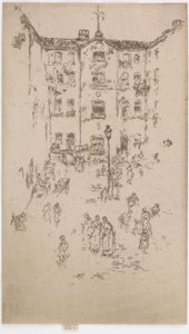 コートヤード、ブリュッセル 作： James Abbott McNeill Whistler