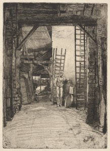 The Lime-Burner, from the Thames Set (テムズ川と他の主題のシーンの一連の 16 のエッチング) 作： James Abbott McNeill Whistler