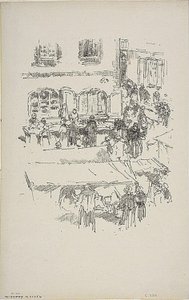 ザ マーケットプレイス、ヴィトレ 作： James Abbott McNeill Whistler