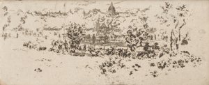 テラスから見たパンテオン、リュクサンブール公園 作： James Abbott McNeill Whistler