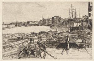 プール、テムズ川のセットから (テムズ川と他の主題のシーンの一連の 16 のエッチング) 作： James Abbott McNeill Whistler