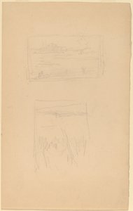 英国芸術家協会に飾られた風景画のスケッチ2枚 作： James Abbott McNeill Whistler