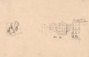 2つのトライアルスケッチ：A. ディエップのグランド通り、B. 内観 作： James McNeill Whistler