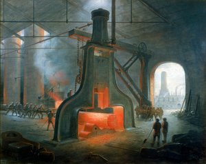 1832年、マンチェスター近郊の鋳物工場に設置されたジェームズ・ナスミスのスチームハンマー 作： James Nasmyth