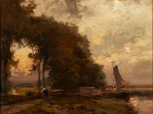 オランダの風景 (キャンバスに油彩) 作： James Noble