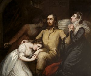 オルミュッツのダンジョンにいるラファイエットと妻と娘、1797年 作： James Northcote