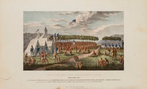 1825年9月、プレーリー・デュ・シェンで開催された大条約の様子（『アボリジナル・ポートフォリオ』より 作： James Otto Lewis