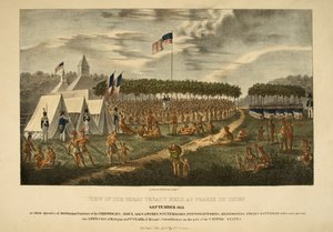 1825年9月、プラリーデュチエンで開催された大条約の表示 作： James Otto Lewis
