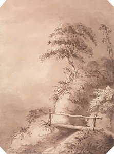 丘陵の小川に架かる歩道橋 作： James Pattison Cockburn
