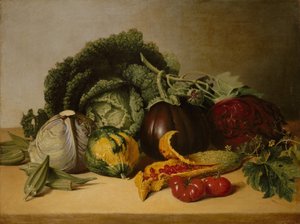 静物画。バルサム・アップルと野菜、1820年代頃 作： James Peale