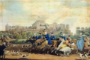 ジョージIII（1738〜1820）狩猟からの帰還、M。ドゥブールによって彫刻、1820年（アクアチント） 作： James Pollard