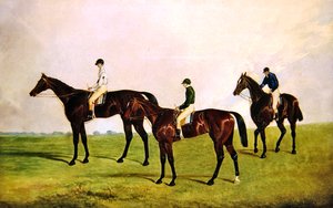 競走馬ジョッキーズアップ（油彩・キャンバス）