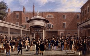 チャーター・ハントによって印刷された版画、タッターソールでの決済日、1836年（アクアチント）