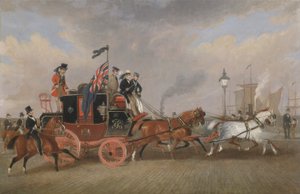 「最後の郵便馬車」：1847年7月5日、ニューカッスル・アポン・タインでのエジンバラ-ロンドンロイヤルメール 作： James Pollard