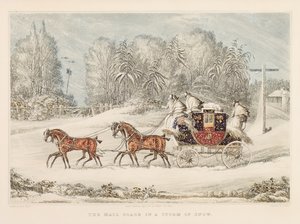 雪の嵐の中のメールコーチ、1825年