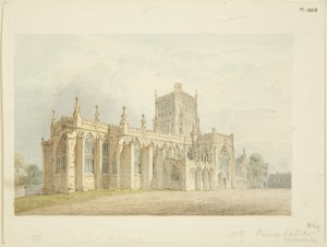 ブリストル大聖堂の北東方向の眺め、1830年頃（紙に鉛筆の上に水彩画 作： James R. Thompson