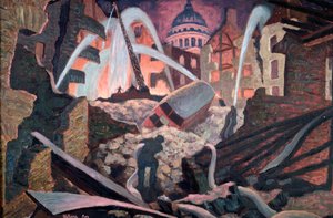 「爆破されたセント・ポール大聖堂近くの廃墟」、ロンドン 作： James Robert Wallace Orr
