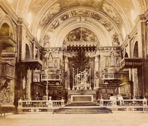 1850年、マルタのバレッタにある聖ヨハネ共同大聖堂の内部