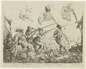 Spotprent op Goejanverwellesluis、1787 ハウス オブ オレンジを攻撃する愛国的な市民 (オブジェクトのタイトル) 作： James Sayers