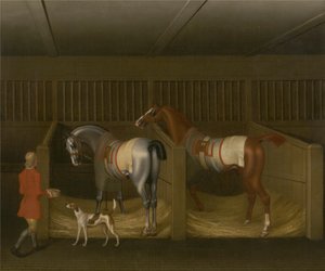 ボルトン公爵の厩舎と 2 頭の有名な走馬 作： James Seymour
