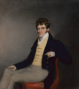 黄色いチョッキを着た紳士の肖像、1795年頃（紙にパステル） 作： James Sharples