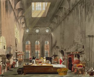 キッチン、セントジェームズ宮殿、ウィリアムヘンリーパイン（1769-1843）パブの「ロイヤルレジデンスの歴史」からウィリアムジェームズベネット（1787-1844）によって刻まれた。 1819