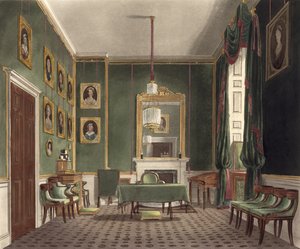 ダニエルハヴェル（1785-1826）、ウィリアムヘンリーパイン（1769-1843）、1819年に刻まれた「王宮の歴史」のグリーンクローゼット、バッキンガムハウス 作： James Stephanoff