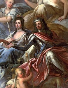 ペインテッドホールの天井、ウィリアム3世王1650-1702とメアリー2世王妃の詳細1662-94即位、1707-14参照208087