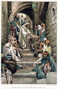 村で彼に連れてこられた病人を癒すキリスト、c1890 作： James Tissot