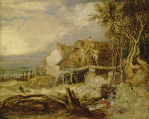 オーバーショットミル、c.1802-07（パネルに油彩） 作： James Ward