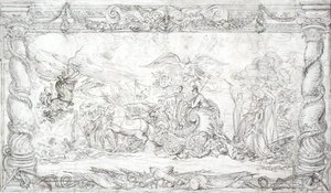 ワーテルローの寓意」のデザイン、1815-22年頃（紙にペンと黒インク） 作： James Ward