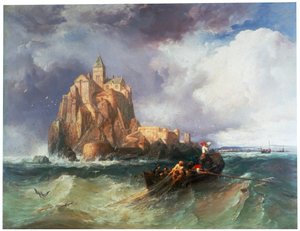 「モン・サン・ミッシェル」、1868年。 作： James Webb