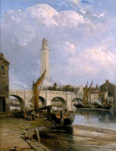 「オールド キュー橋」、1880 年頃 作： James Webb