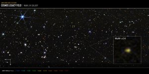 COSMOS領域のMoM-z14銀河（NIRCam画像） 作： James Webb Space Telescope (NASA)