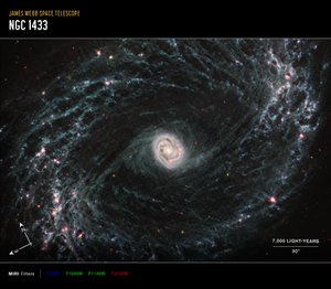 NGC 1433（MIRIコンパス画像）