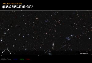 クェーサーJ0100+2802（NIRCamコンパス画像）