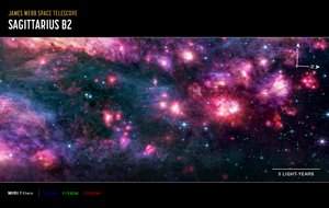 サジタリウスB2（MIRIコンパス画像） 作： James Webb Space Telescope (NASA)